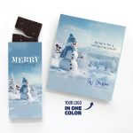 Custom One Color Foil-Stamped Stock Snowman Sweeter Cards with Sea Salt Caramel Chocolate Bar