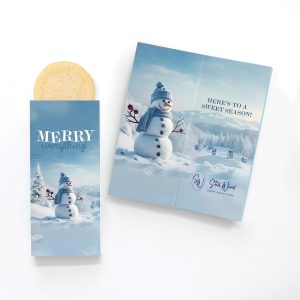 Custom One Color Foil-Stamped Stock Snowman Sweeter Cards with Sugar Cookies