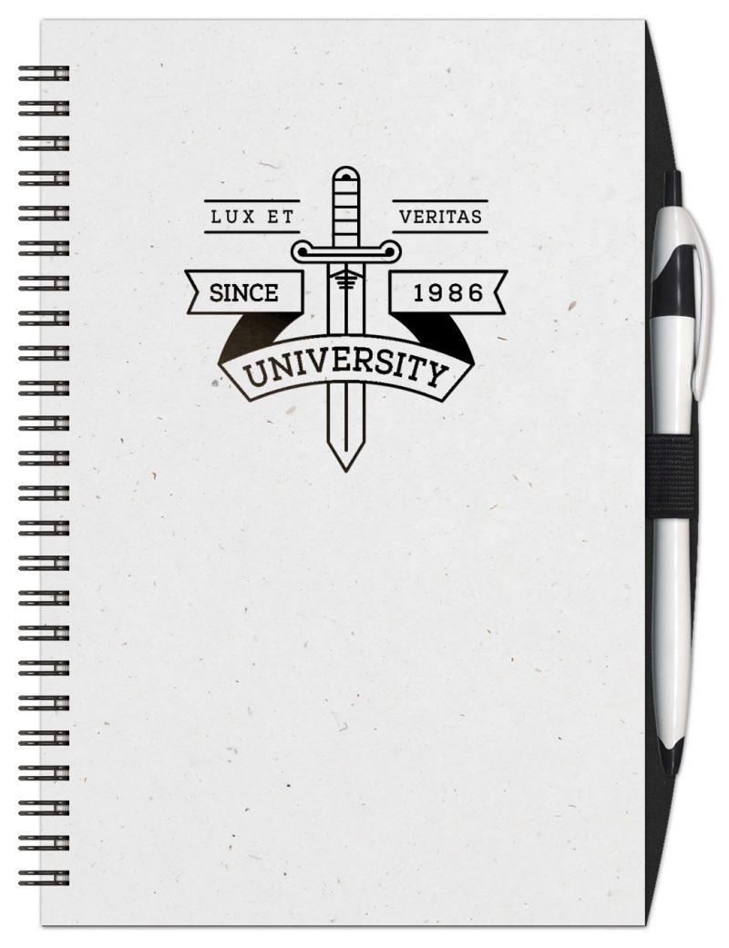 SlimLine-Neutral-NotePad-w-PenPort-55-x-825-SLN-870X Custom SlimLine Neutral NotePad w/ PenPort (5.5" x 8.25")