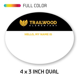 Custom 3.00" x 4.00" Oval Name Tag Sticker