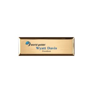 Custom Aspen Metal Executive Name Badge (Standard Size 1" x 3")