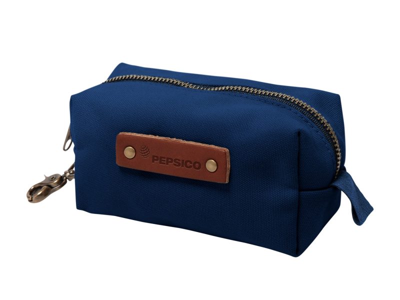 Custom Canvas Small Dopp Kit with Brass Clip | Full Grain Leather | Made in USA - 4