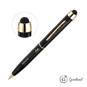 Custom Garland Stylus High Gloss Ballpoint Twist Pen - Gold Accent