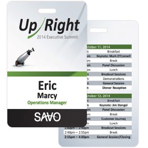 Custom Memphis Plastic Event Name Badge: 2-1/8" x 3-3/8" Vertical