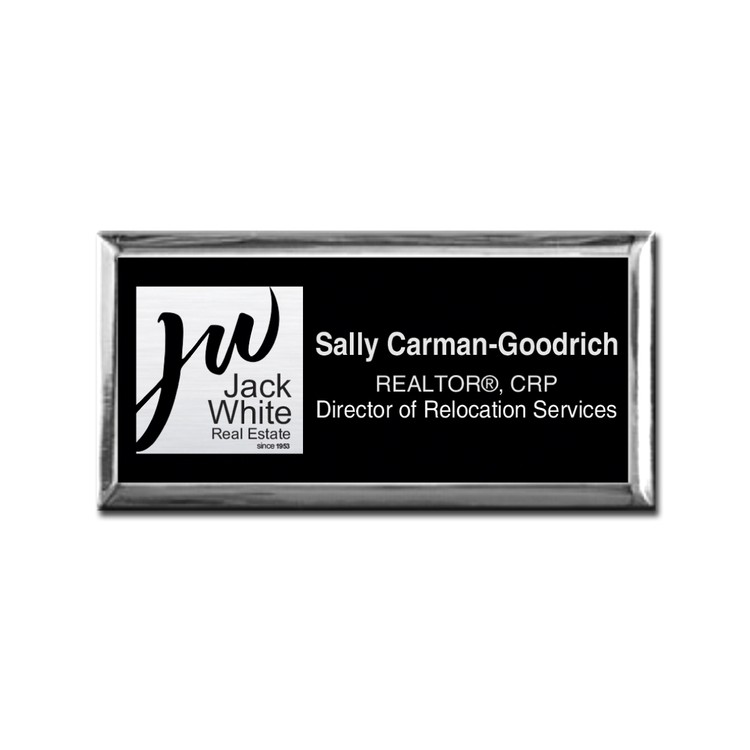 Custom The Athena Executive full color metal name badge 1 1/2" X 3" - 1