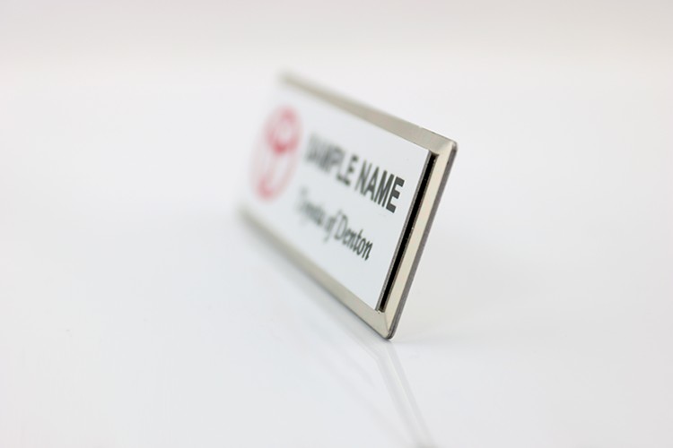 Custom The Athena Executive full color metal name badge 1 1/2" X 3" - 4