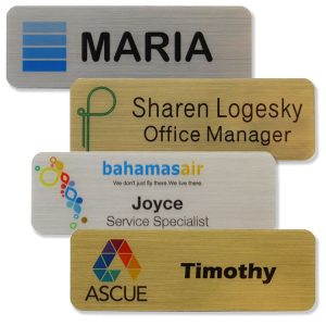 Custom Zeus Metallic Plastic Full Color Name Badge (1"x3")