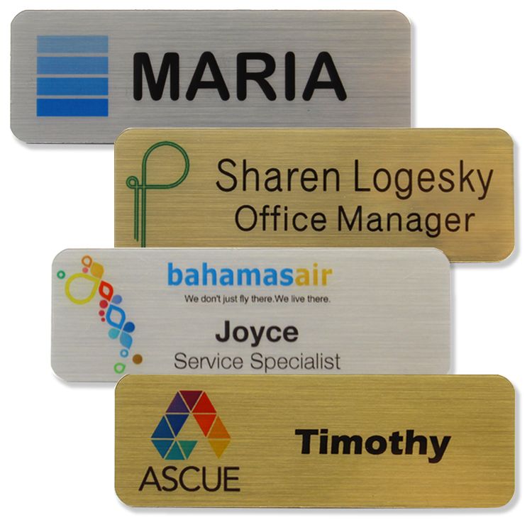 Custom Zeus Metallic Plastic Full Color Name Badge (1"x3")